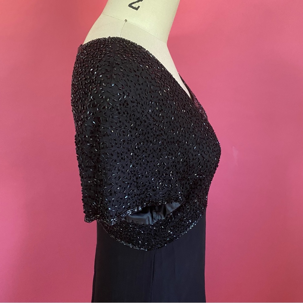 Vintage 80s/90s SILK Fairy Glam Bead Embellished Mini Party Dress Silk Skirt 8 - Picture 11 of 17